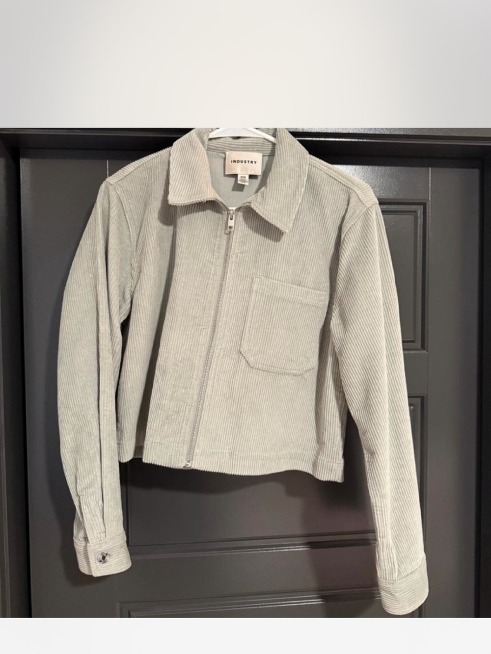 INDUSTRY Light Green Corduroy Zip Jacket
